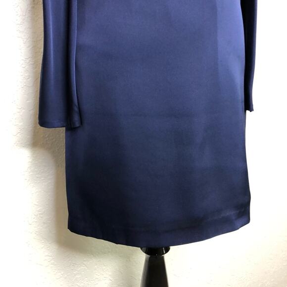 Milly navy blue puff shoulder v neck silk dress size 2 - Picture 4 of 16